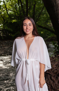Sumiko Wearing Only A Sheer White Gown