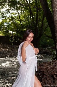 Sumiko Wearing Only A Sheer White Gown