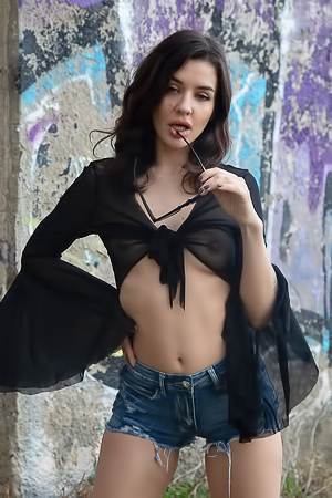 Blanche Stripping Off Tight Jeans Shorts